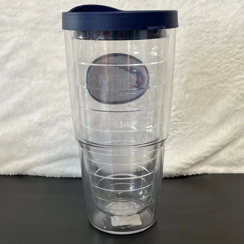 BUD LIGHT Tervis Tumbler 24oz Beer Clear with Navy Blue Lid Hot Cold Drink Cup